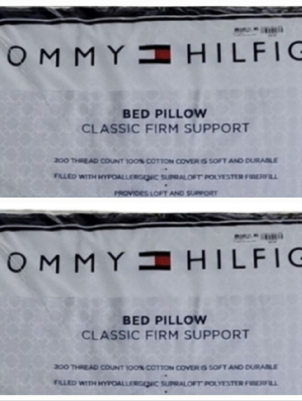 New Tommy Hilfiger White Firm Support Pillows Ideal For Back And Side Sleepers.